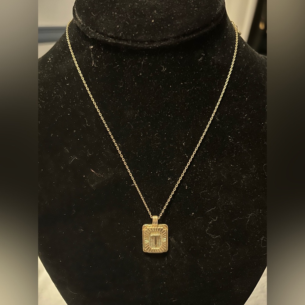 Initial T Gold Pendant Necklace